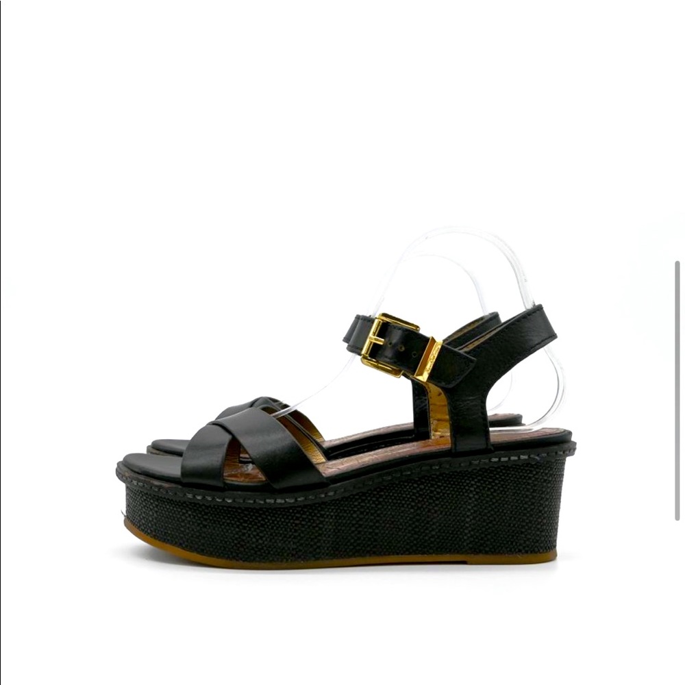 SAM EDELMAN Tina Leather Platform Sandals Black